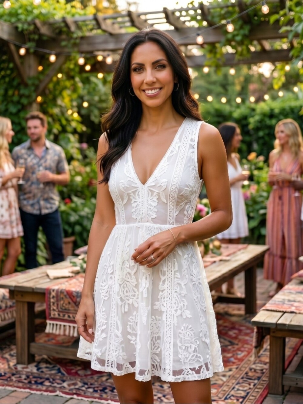 Free People White Lace Mini Dress